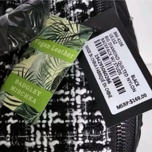 Badgley Mischka Diamond Quilted Nylon
NWT Backpack with Studs. NWT! - Picture 6 of 8